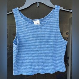 Free People Solid Rib Sky Cropped Tank Top